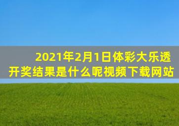 2021年2月1日体彩大乐透开奖结果是什么呢视频下载网站