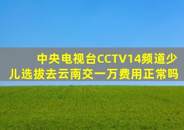 中央电视台CCTV14频道少儿选拔去云南交一万费用正常吗