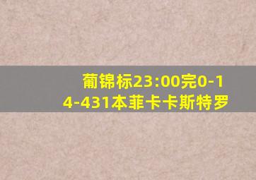 葡锦标23:00完0-14-431本菲卡卡斯特罗